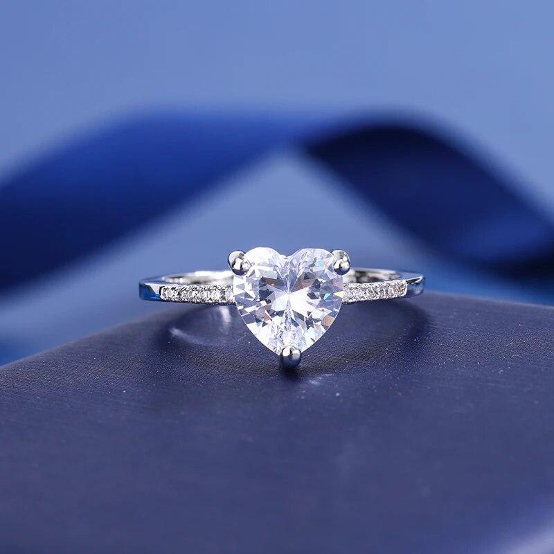 Классическое блестящее кольцо с большим цирконом в форме сердца, женские ювелирные изделия, кольцо для невесты, свадьбы, вечной любви, женские ювелирные кольца для женщин