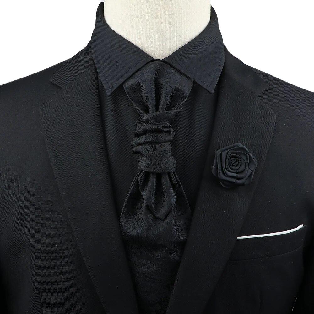 Мужской, Галстук с пейсли, Набор брошей для галстука, Красный, Черный, Регулируемый галстук, Роскошный, Смокинг, Свадьба жениха,