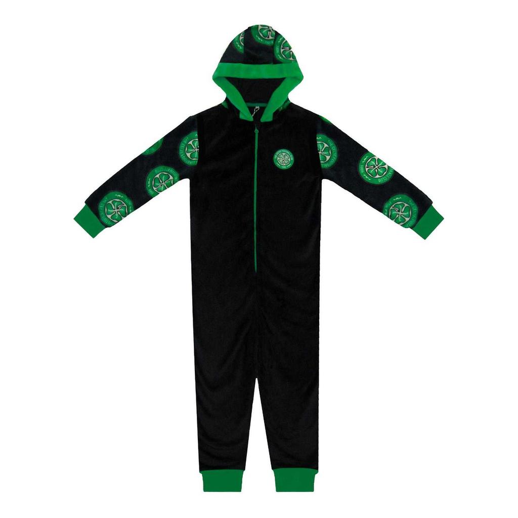 Celtic FC Childrens/Kids Crest Fleece All-In-One Nightwear