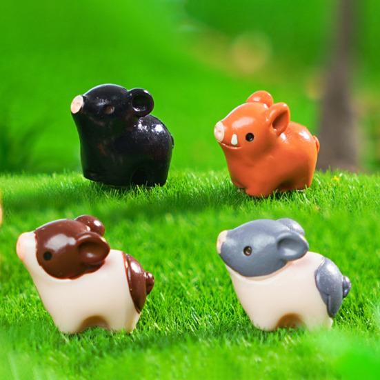Yousheng 6 шт. Миниатюрная фигурка свиньи из смолы, украшение в виде свиньи, декор для кашпо, мультяшная статуэтка мини-свиньи для мха, микроландшафт, садовые аксессуары для фей