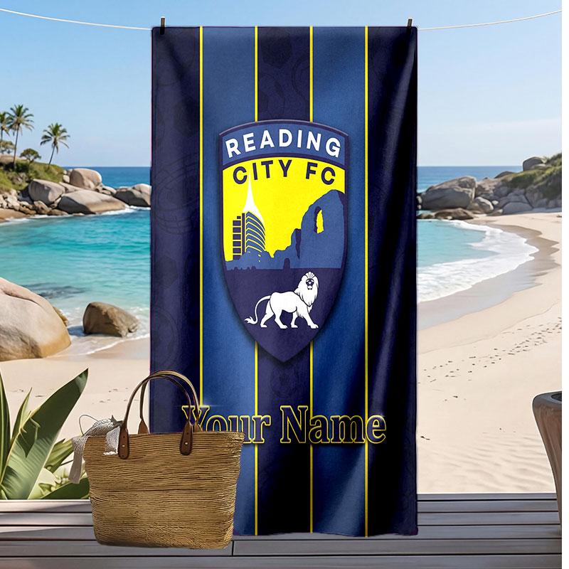 Reading FC Personalized Printed Beach Towel Soccer Logo Support Custom Name Text Absorbent Towel For Sport Travel Special Gift