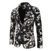 Autumn Men Blazer Fashion Print Turndown Collar Long Sleeve One Button Loose Suit Jacket Streetwear