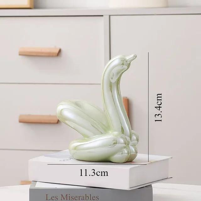 13.4cm Mini Creative Swan Abstract Ceramic Ornament Sculpture Study Room Statue Home Office Accessories Decoration Gift