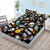 Flower Skull Mattress Three-Piece Set, Bed Cover, Pillowcase, Mattress Protective Cover, Bed Sheet All Inclusive