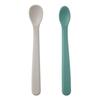 Richell Infant Silicone Baby Food Spoon S + M Set, 1 Set, Indie Green (S), Cream (M), Korean Popular Tableware