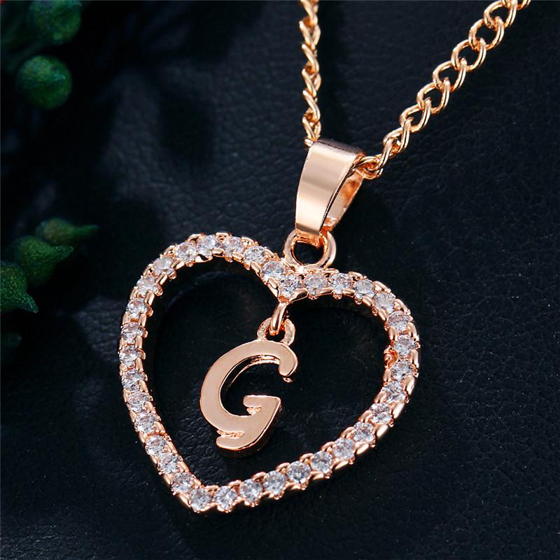 Charming Alphabet Elegant Pendant Initial Letter Simple Exquisite Love Heart Necklace Fashion DIY