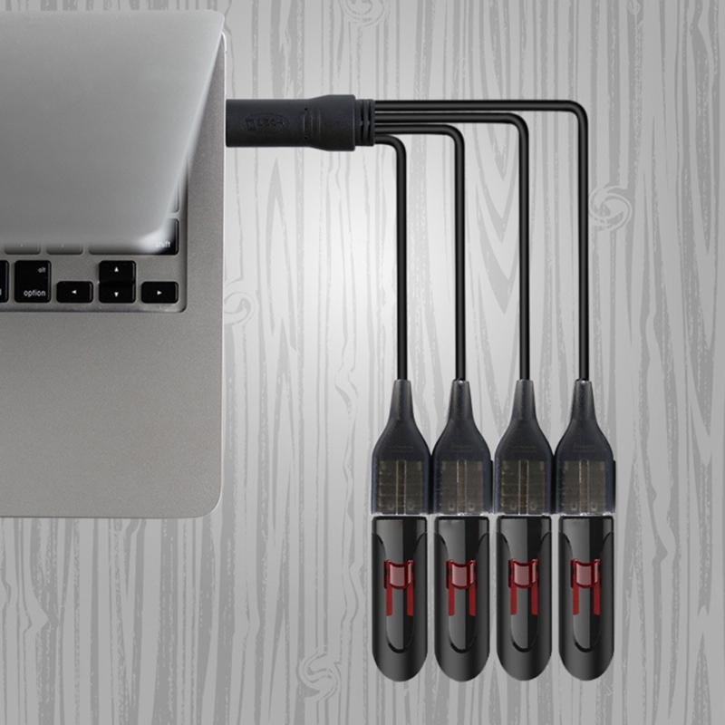 4-в-1 USB Y-разветвитель Кабель-разветвитель питания USB Кабель-разветвитель USB2.0 Male на 4 USB Female Передача данных Зарядка