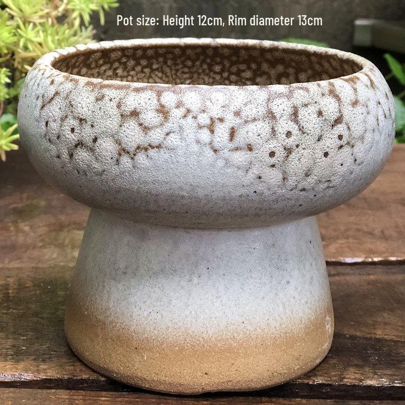 Medium Handmade Ceramic Footed Planter: Breathable, Colored Glaze for Succulents & Green Plants