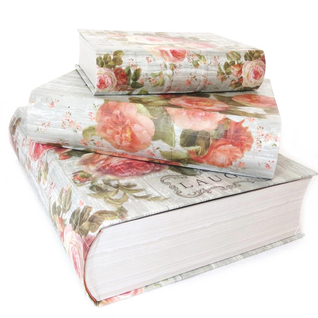 Les Trésors De Lily [L7289] - Trio of Pink Gray 'Jardin Botanique' Storage Boxes