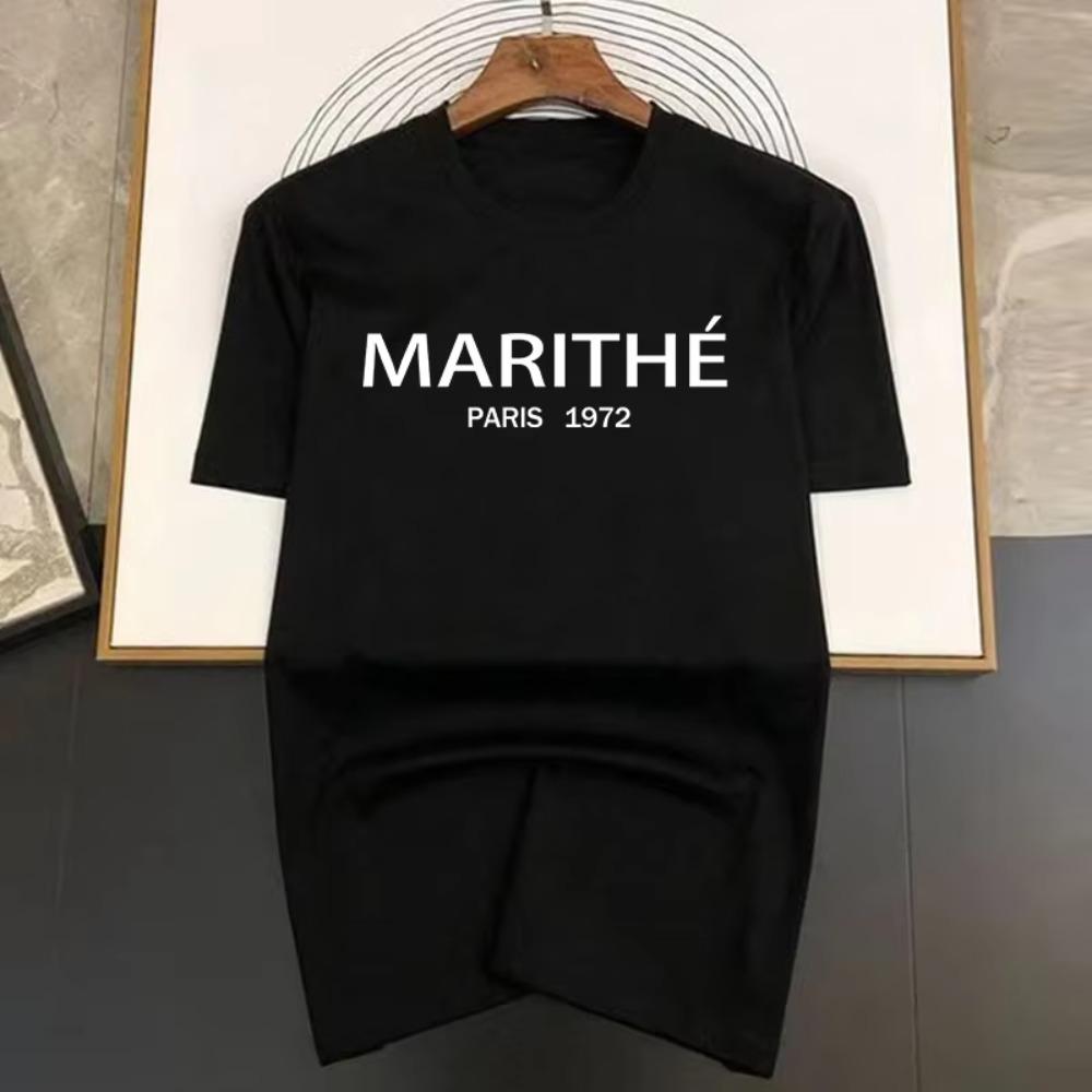 Luxury Brand MARITHE Letter Print Woman New T Shirt Men Tops Summer Short Sleeve Fashion T-shirt 100% Cotton Mans Tshirt