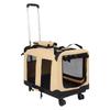 Rolling Pet Box with Telescopic Handle, Foldable Pet Travel Cart with Wheels, Breathable Mesh Dog and Cat Bag Trolley
