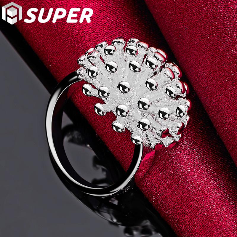 Ювелирные изделия в виде кольца из стерлингового серебра 925 пробы с фейерверком и кораллом