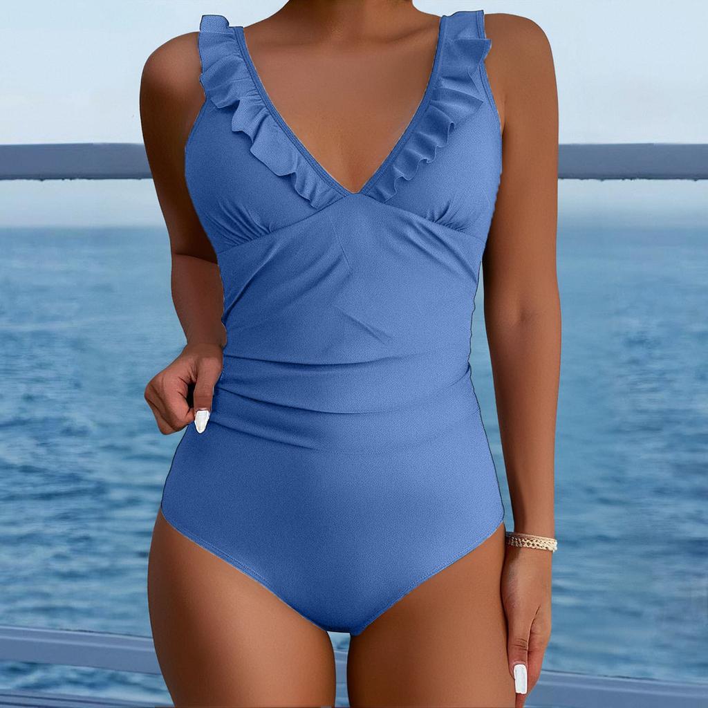 Женский цельный модный бикини однотонный сексуальный с бюстгальтером без стального бюстгальтера купальник