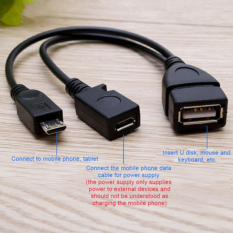 1 шт. 20 см 2 в 1 Micro USB хост питание Y-разветвитель порт USB 2.0 терминальный адаптер OTG кабель