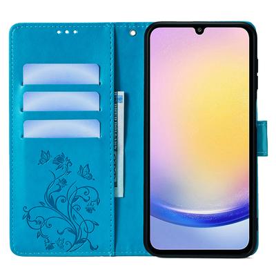 Для Samsung Galaxy A25 5G (Глобальный) (161,0 х 76,5 х 8,3 мм) Чехол Книжка из ПУ кожи с бабочкой и цветком