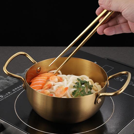 Yousheng Ramen Noodle Pot Fast Heating Two Handles Food Grade Stainless Steel Korean Ramen Noodle Cooking Pan Kitchen Gadgets