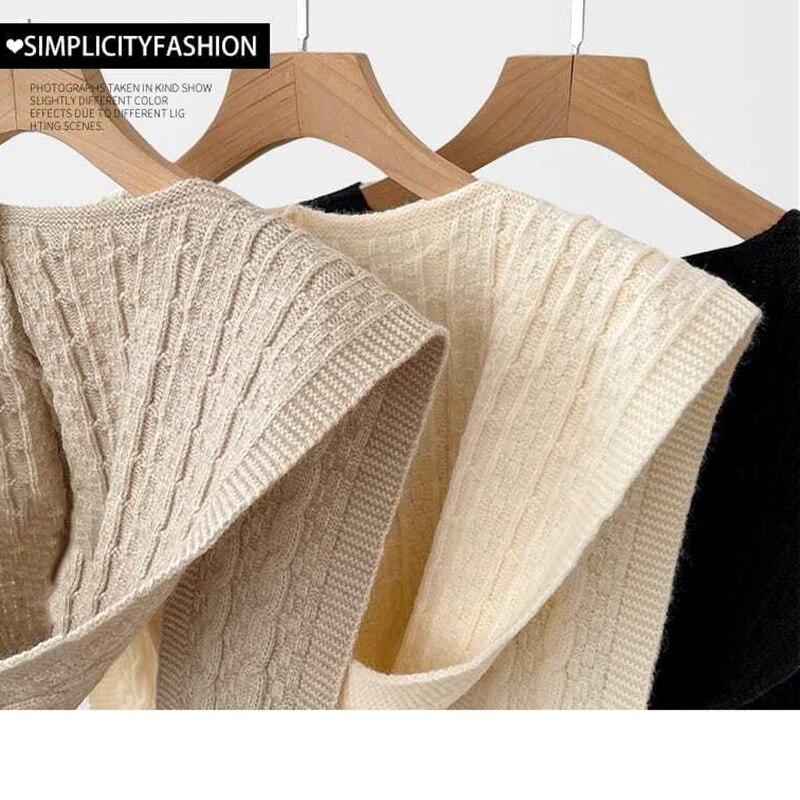 Knitted Hooded Shawl Sweet Fashion Scarf Outdoor Warm Comfortable Solid Color Shoulder Lapping Knit Accessories Autumn Winter