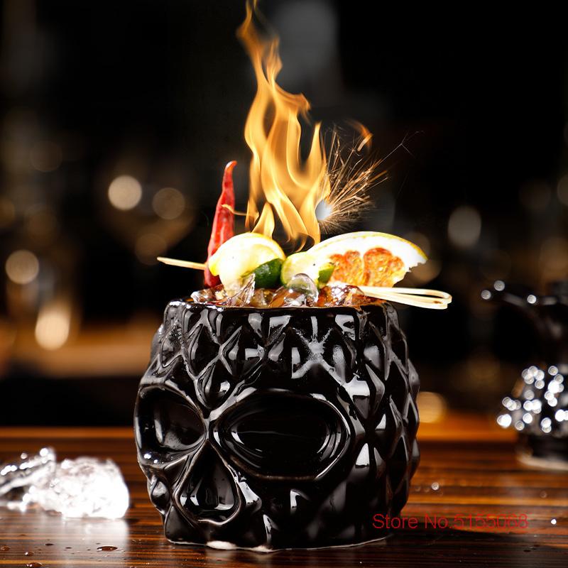 Черный Осьминог ТИКИ Кружка Керамический Коктейльный Бокал Пляжная Вечеринка Питьевая Чашка Бокал для Вина Крутой Череп Ананас Смузи Контейнер для Сока