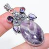 Натуральный шевронный аметист, аметист, кулон из стерлингового серебра 925 пробы 2,36" M2B07