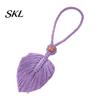 Curtain Tieback Braided Leaf Tieback, Boho Cotton Rope Holder, Fringe Edge Knotted Draperies Holder for Bedroom Nursery Farmhouse Decor Adjustable