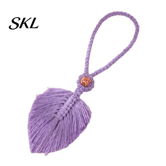 Curtain Tieback Braided Leaf Tieback, Boho Cotton Rope Holder, Fringe Edge Knotted Draperies Holder for Bedroom Nursery Farmhouse Decor Adjustable
