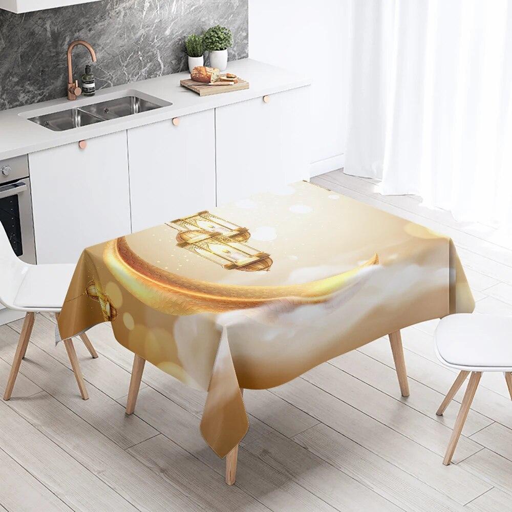 Рамадан Мубарак Домашний Декор Скатерть Исламская Мусульманская Мечеть Рамадан Карим Декоративная Скатерть Водонепроницаемая и Устойчивая к Пятнам