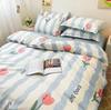 Striped Flower Duvet Cover Set + Flat Sheet + 2pc Pillowcases Single Double Twin Queen King Size Bed Linen Bedding Textile B90F