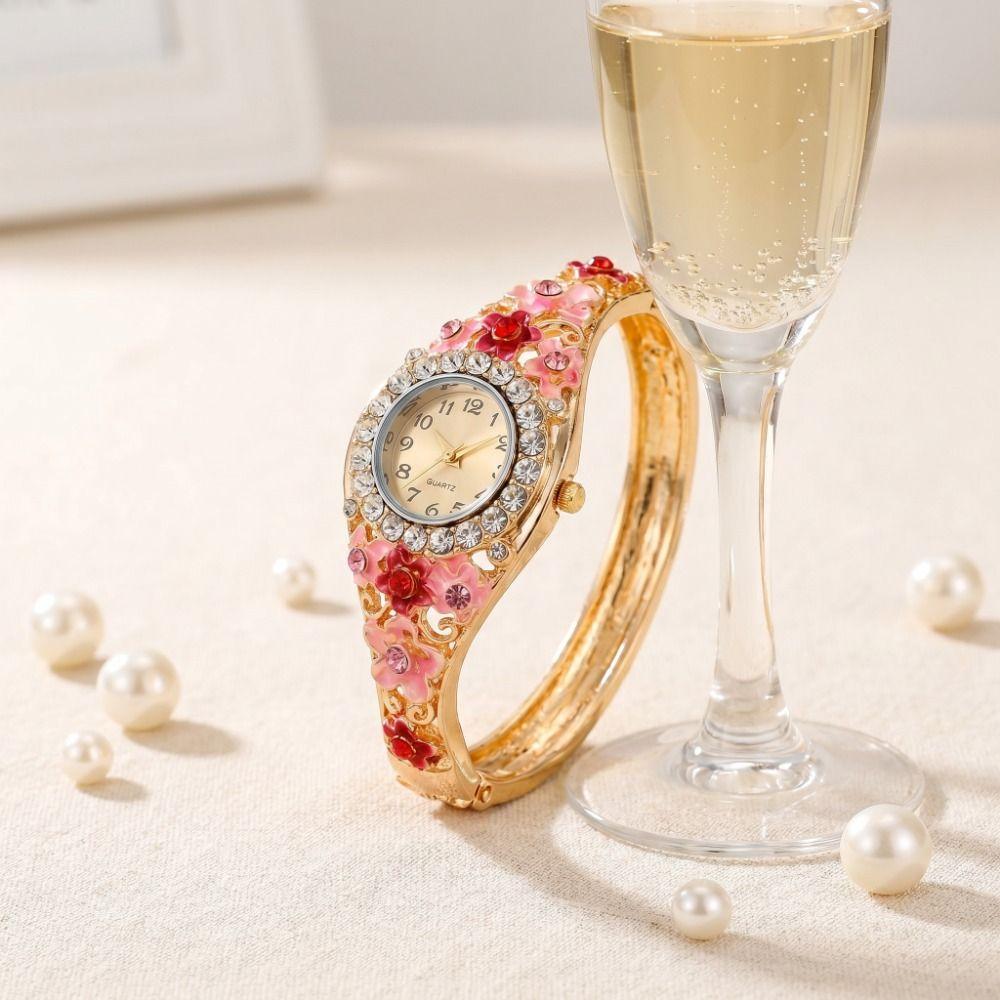 Rich In Flowers Vintage Watch Rhinestone Bracelet Bracelet Watch Ladies Wristwatch Dress Watch