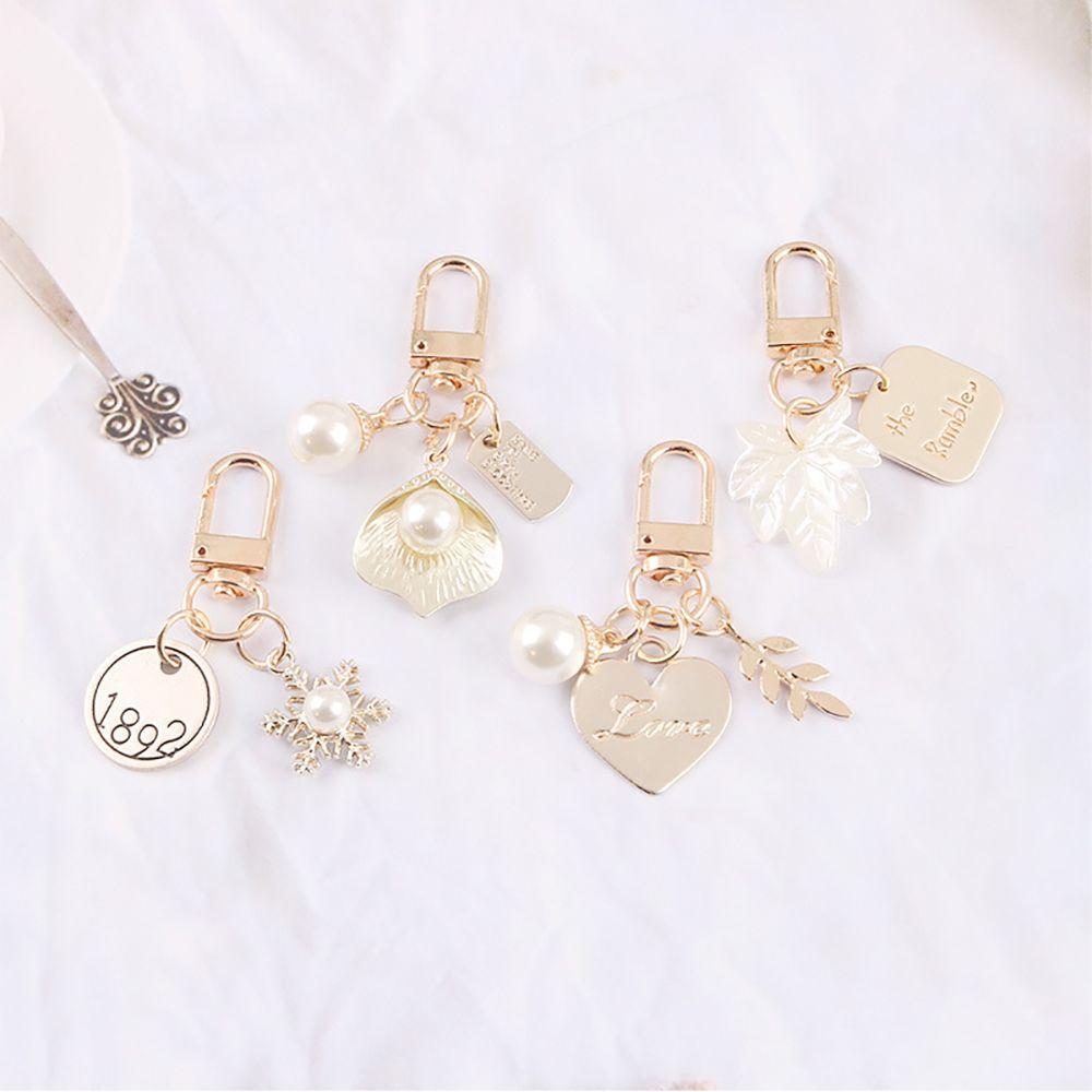 Male Bag Pendant Female Pearl Heart Keychain Women Car Keyring Letter Korean Style Key Lanyard