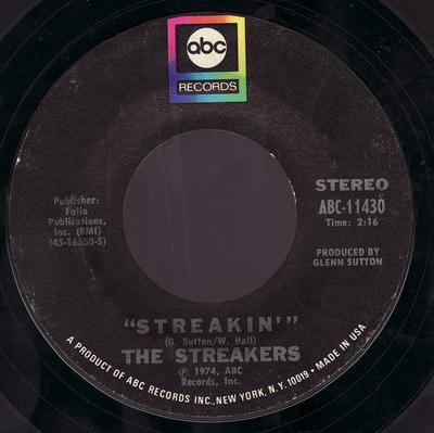 7-дюймовая пластинка STREAKERS - Streakin' ABC11430 ABC Records 1974 США Рок Б/У