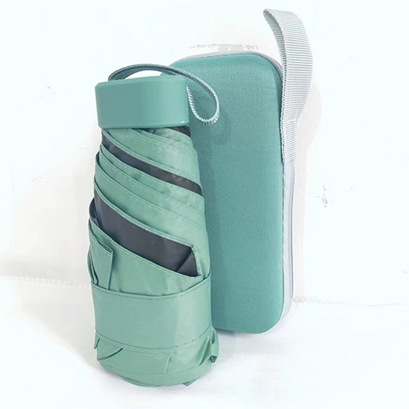 Мини-зонт от солнца, зонт с 6 костями для солнечных и дождливых дней, удобный для путешествий на открытом воздухе и зонт с карманом для хранения