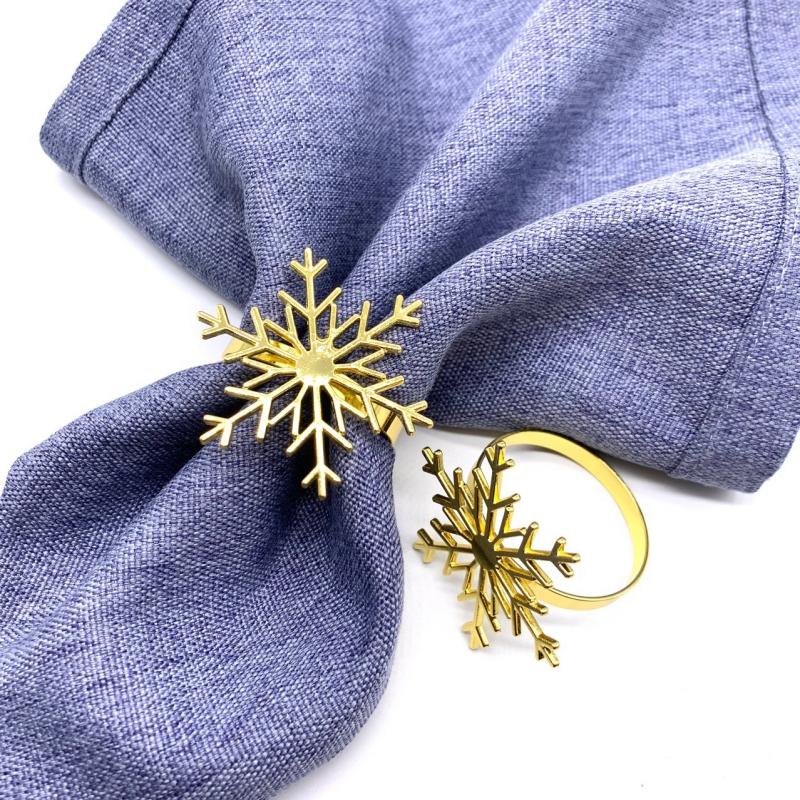 Рождественское кольцо для салфеток со снежинкой в ​​отеле, пряжка для салфеток в виде дерева, кольцо для салфеток из серебряного сплава, тканевое кольцо для рта