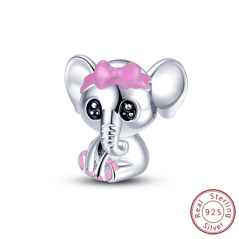 925 Silver Elephant Charm Beads Vintage Pendant for Women Fine Jewelry Gifts Fit Bracelet Necklace Handmade