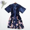 Sleeping Robe Cranes Printed Imitation Silk Single Robe Wedding Bridesmaid Morning Robe Home Increase Robe Fashion Temperament Elegant