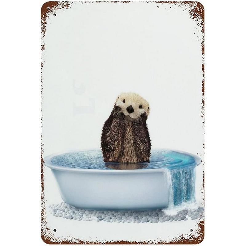 Ретро Металлические Жестяные Таблички Кот Собака Мыло для Ванны Мой Лапу Пузырьковые Постеры Винтажные Туалет Пещера Бар Дом Ванная Комната Настенные Декоративные Таблички