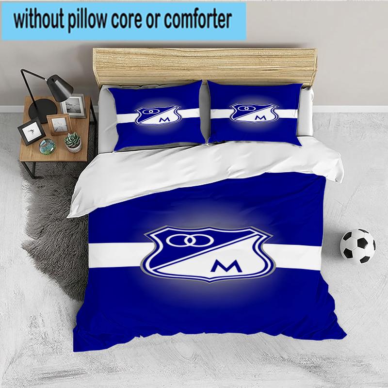 3PCS Blue Shield Emblem Millo-narios Bedding set,Ideal for1pc Duvet Cover And 2pcs Pillowcases Perfect for Christmas Ideal for Bedroom, Dormitory