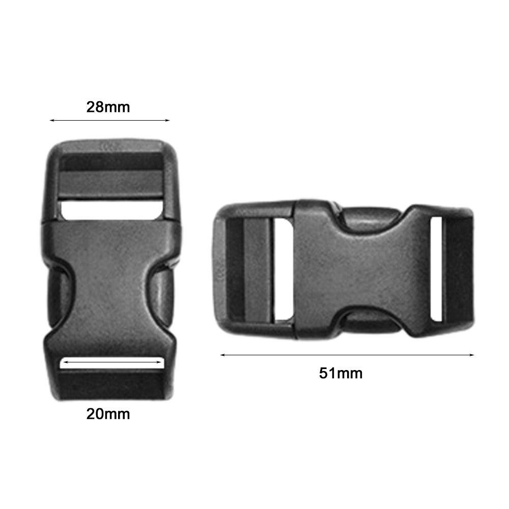 2pcs Black Paracord Bracelet Buckle Plastic Side Release Buckles Curved Buckle Lock Outdoor Tool