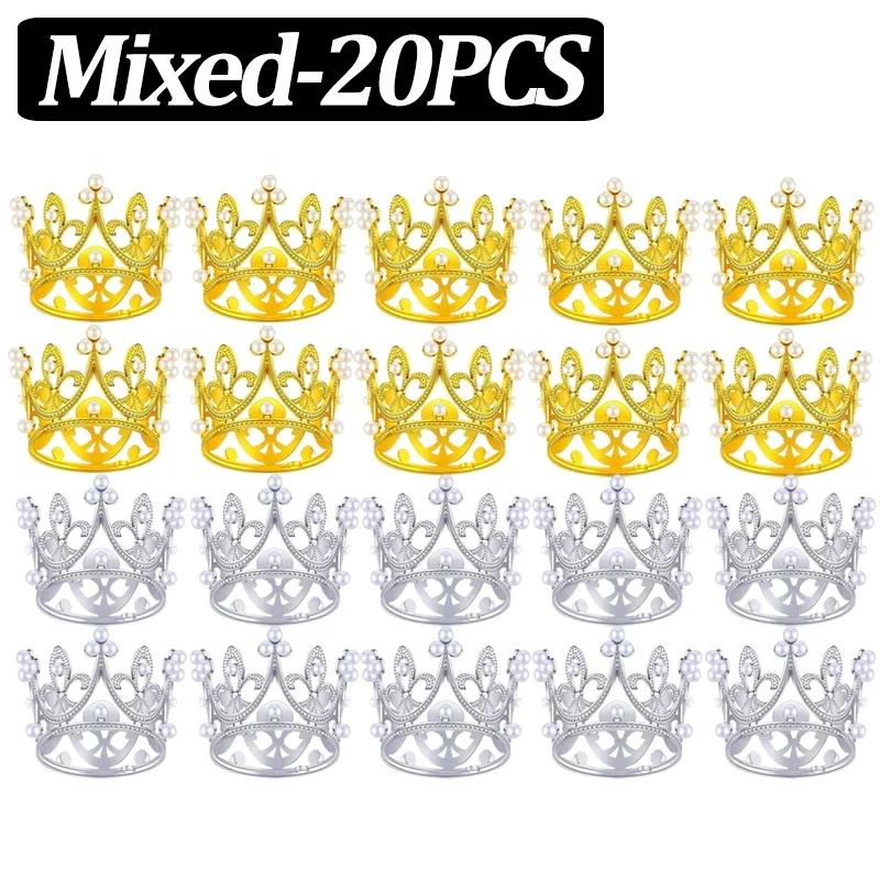 20/1 шт. Мини-корона, украшение для торта, принцесса, топпер, детская жемчужная тиара, украшение для свадебного торта на день рождения, вечеринку, украшение для торта