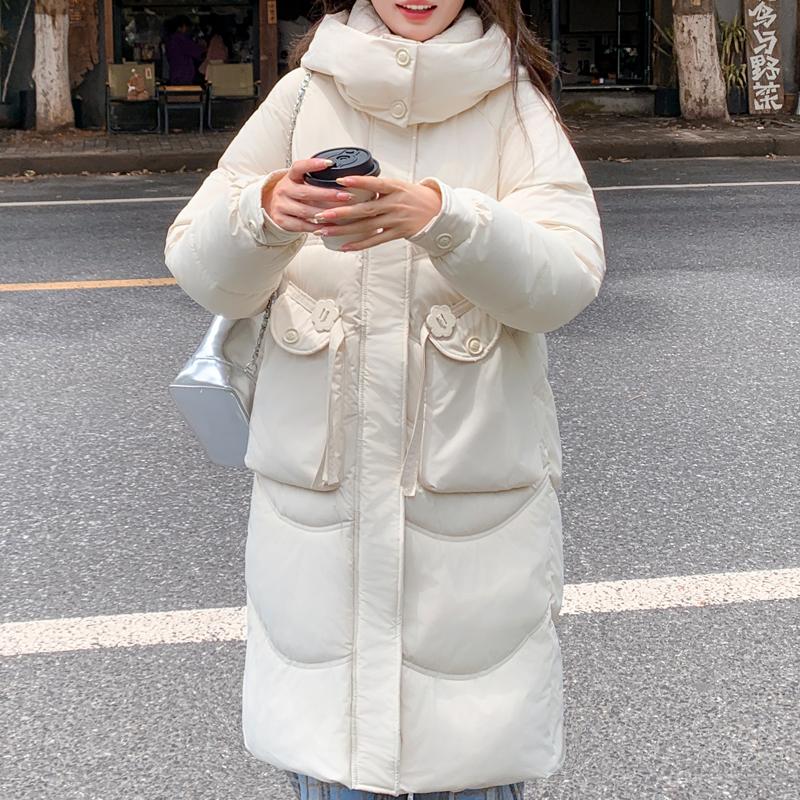 Модные зимние длинные парки для женщин, пальто с капюшоном, свободные толстые теплые женские зимние куртки