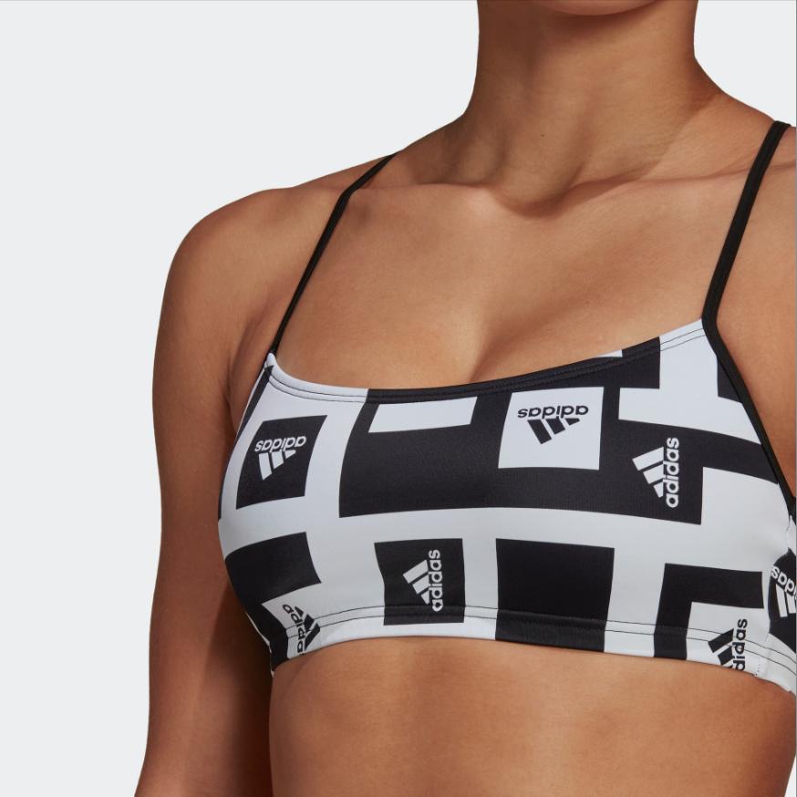 Adidas Logo Graphic Bikini Color Block Design Casual Sports Tankini Women Swimwear White Black H62031