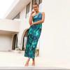 Women's Sexy Slant Shoulder Sleeveless One-shoulder Printed Pleated Dress