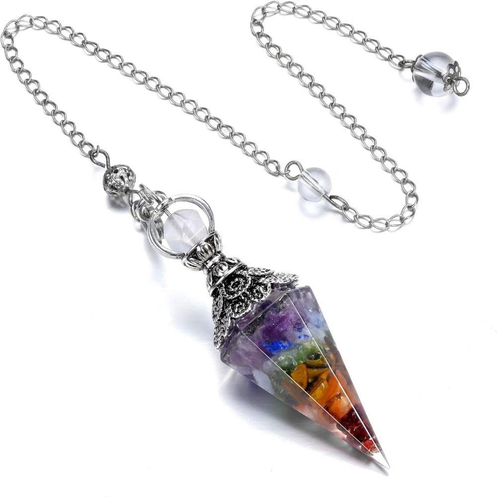 Yoga Pendant Crystal Pendulum Hexagonal Cone Witchcraft Pendulo Natural Chips Pendulums Women