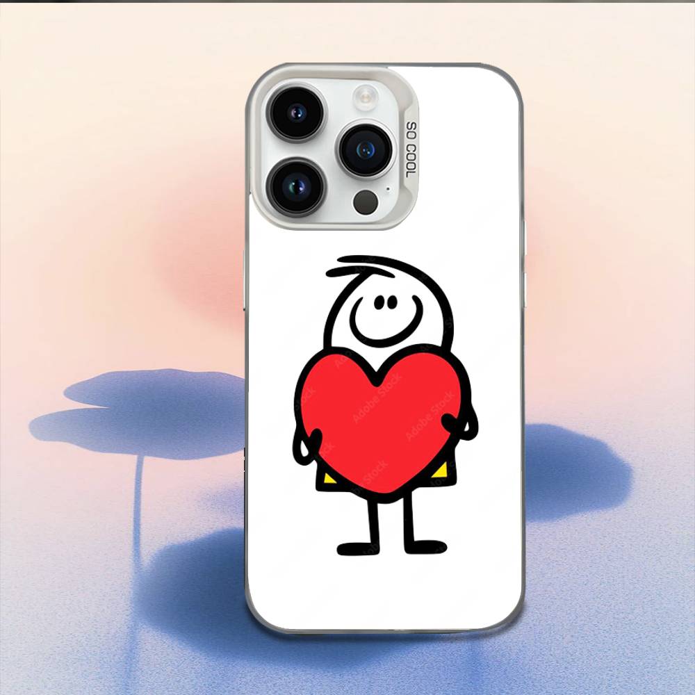 Мультяшный стикмен-человечек Чехол для телефона iPhone 17,16,15,14,13,12,11,Mini,Pro,E,MAX Белый Конфетный Матовый Ударопрочный Чехол