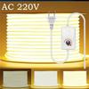 COB LED Strip AC 220V With Switch/Dimmable EU Plug IP65 Waterproof RA95 Lens FOB LED Tape 288LEDs/M For Home Bedroom Decoration