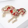 Alloy Multicolor Horse Brooch Rhinestone Inlaid Standing Horse Brooch Lapel Pin Zodiac Year Animal Brooch for Men Women Clothing Accessories
