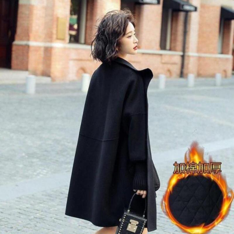 Шерстяное пальто женское средней и длинной длины 2024 года, новая зимняя корейская версия, иностранный стиль, уменьшающий возраст, свободное и тонкое шерстяное пальто, Одежда