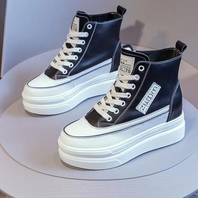 Женская обувь, модная, увеличивающая внутреннюю высоту, повседневная обувь, женская весенняя новая белая обувь с высоким берцем для студентов, белые кроссовки