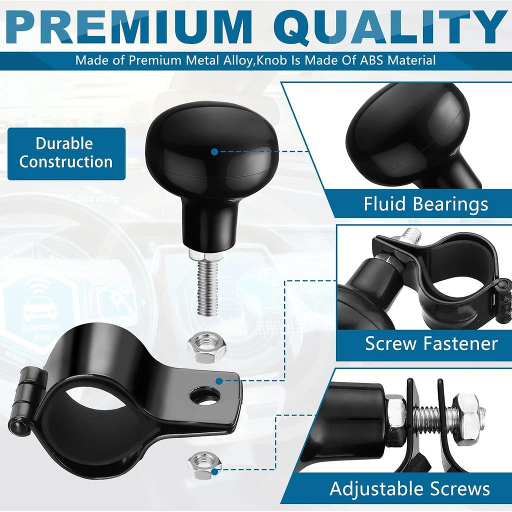 Tallew 2 Pieces Steering Wheel Spinner Knob Vehicle Steering Wheel Turn Ball Knob Suicide Power Handle Accessories For Cars, Trucks, Tractors, Boats,