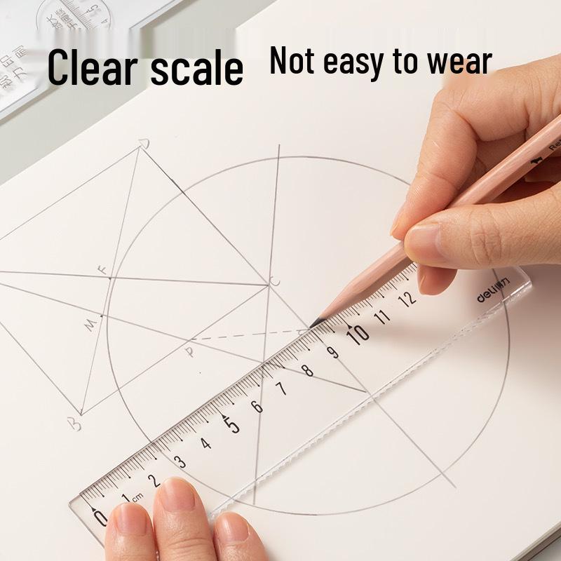 Deli 15cm Wavy Line Plastic Ruler for Primary Students, First Grade, Thickened Board, Straight, Model 71971