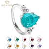 100% 925 Sterling Silver Water Drop 10 * 14 Zircons Synthetic Paraiba Tourmaline Ring Sparkling High Carbon Diamond Fine Jewelry